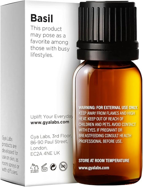 100% Pure Basil Essential Oil - 0.34 Fl Oz - Basil Oil for Hair, Skin, Diffuser, Aromatherapy & DIY Candle Making Scent