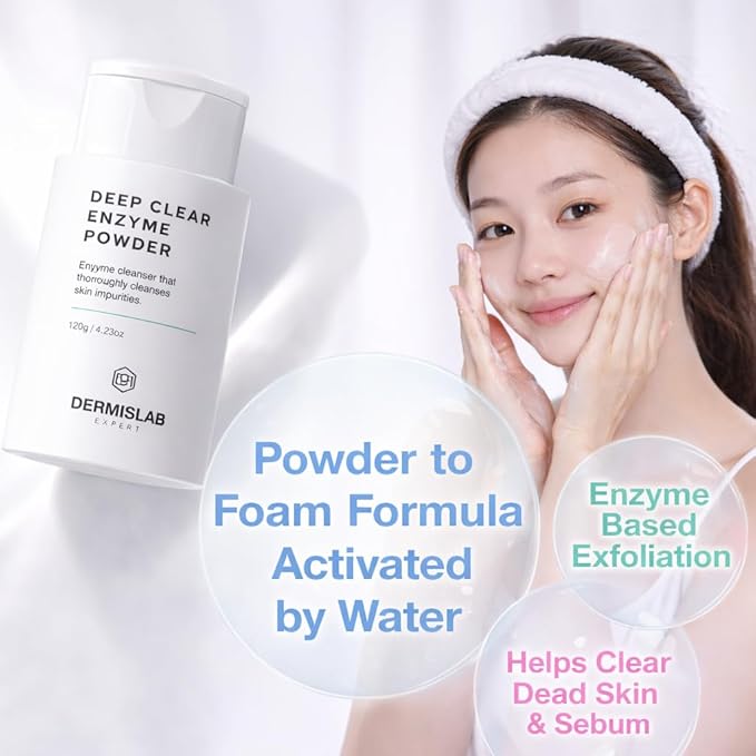 Deep Clear Enzyme Powder – Korean Skincare Enzyme Facial Cleanser Powder for Gentle Exfoliation & Pore Cleansing | Corn Starch & Papain Formula (120 g / 4.23 oz)