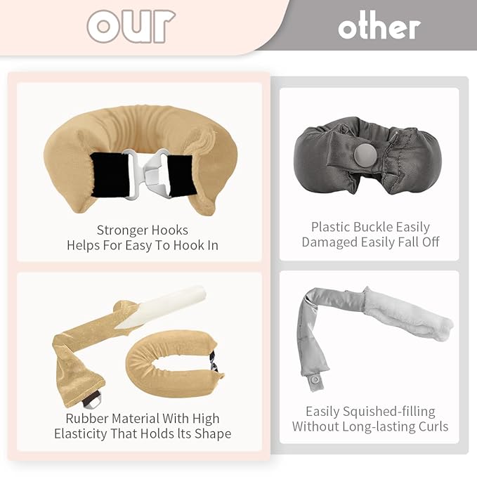 Heatless Curls Overnight Rods Heatless Hair Curler Hair Curlers To Sleep In Heatless Curls Blowout Rods Heatless Curling Rods With Luxury Cloth Bag Scarf For All Hair Types (Light gold, 3Rods)