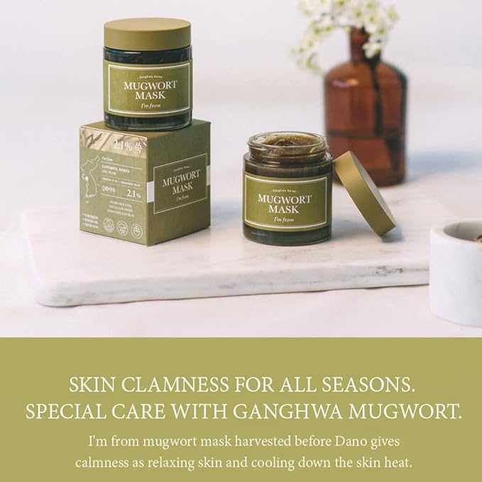 I'm from Mugwort Mask Cooling, Fast Soothing Wash Off Face Mask, Korean Facial Skincare 1.01 Fl Oz