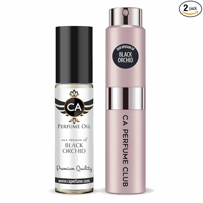CA Perfume Duo Impression of Black Orchid For Women Perfume Layering Set Long Lasting Travel Size EDP + Body Oil Roll-On Bottle 0.27 Fl Oz+0.33 Fl Oz
