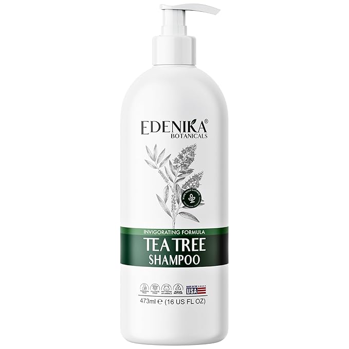 EDENIKA BOTANICALS Tea Tree Oil Shampoo, Deep Cleansing for Buildup & Oily Scalp, Soothes Itchy Scalp & Refreshes Hair, Sulfate Free, Women & Men, Natural Shampoo, 16 fl oz