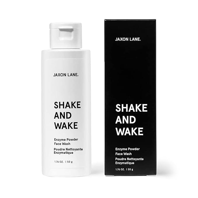 Enzyme Powder Face Wash for Men | SHAKE AND WAKE Exfoliating Powder Cleanser, Anti Aging Pineapple & Papaya Enzyme Cleanser & Microfoliant with Vitamin C & E, Niacinamide & AHAs for a Deep Pore Clean