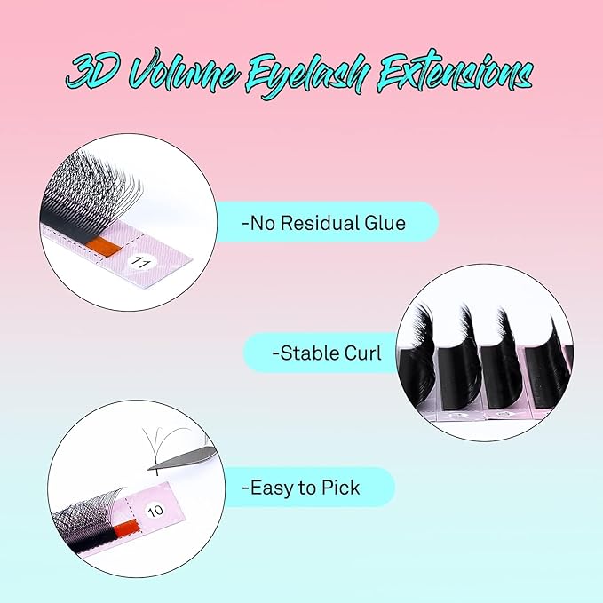 VAVALASH W-shaped Eyelash Extension 3D Premade Fans 0.07 M Curl Volume Lash Extensions Easy Fanning Lashes Matte Black Volume Premade W Lashes(W Shaped-3D-0.07-M-8-15mm）