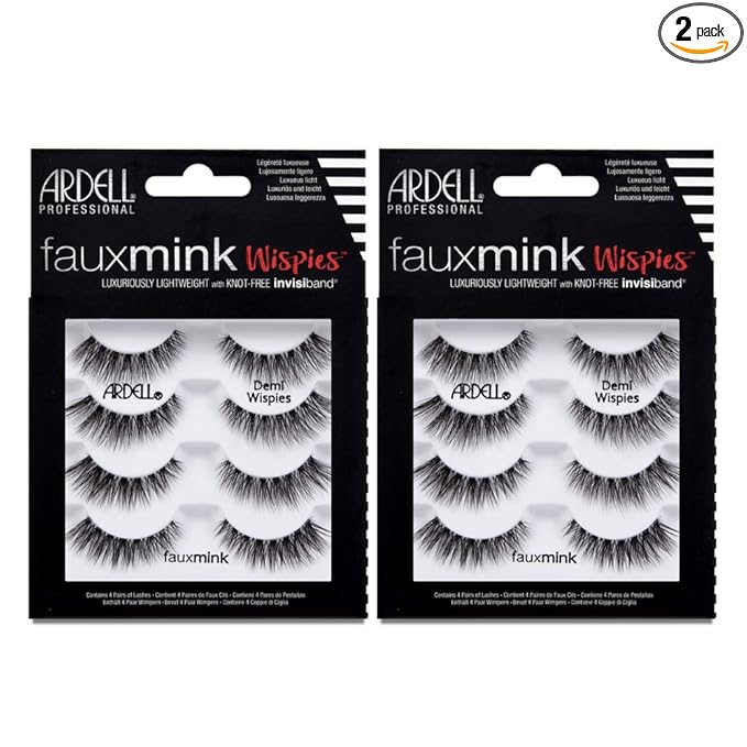 Ardell Faux Mink Lashes Demi Wispies False Eyelashes Multipack, Natural Look Lashes for Everyday Wear, 2 Pack