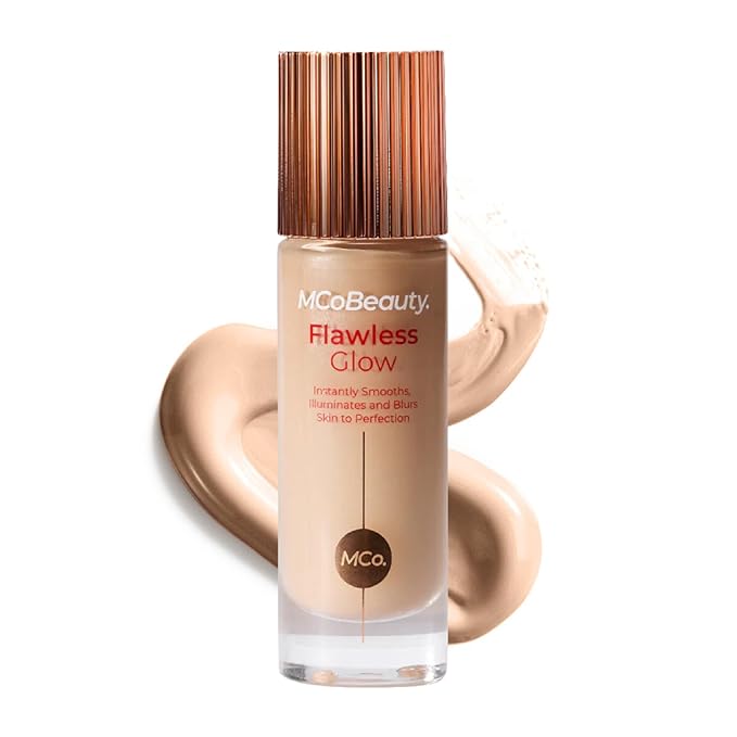 MCoBeauty Flawless Glow Luminous Skin Filter - 5.5 Natural Medium - 4-in-1 Primer, Highlighter & Foundation Booster - Dewy Illuminating Tint Face Makeup with Squalane Vitamin E - Vegan & Cruelty Free