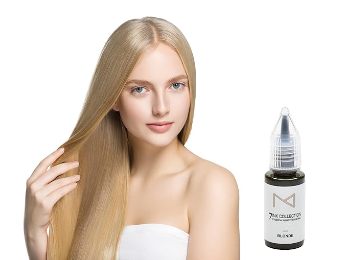 M - 7Ink Seven Colors Liquid Pigment Ink for Eyebrow Tattoo - Permanent Makeup Microblading Supplies Kit - Machine Use - Microshading - No Mixing Professionals Only -10ml (Single, Blonde)