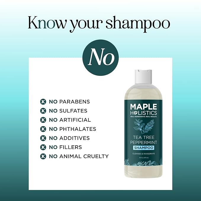 Rosemary Tea Tree Mint Shampoo - Clarifying Shampoo for Build Up and Flakes with Deep Cleansing Peppermint Oil and Tea Tree Essential Oil for Dry Scalp Treatment - Paraben & Sulfate Free (16oz)