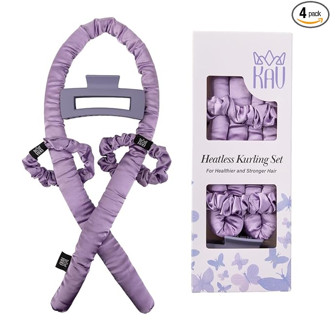 Heatless Hair Curler, Satin Hair Rollers for Heat less Curls Overnight, Premium Satin for No Heat Curls, Overnight Heatless Curling Rod to Sleep In, Silky Curlers with Clip and Scrunchies