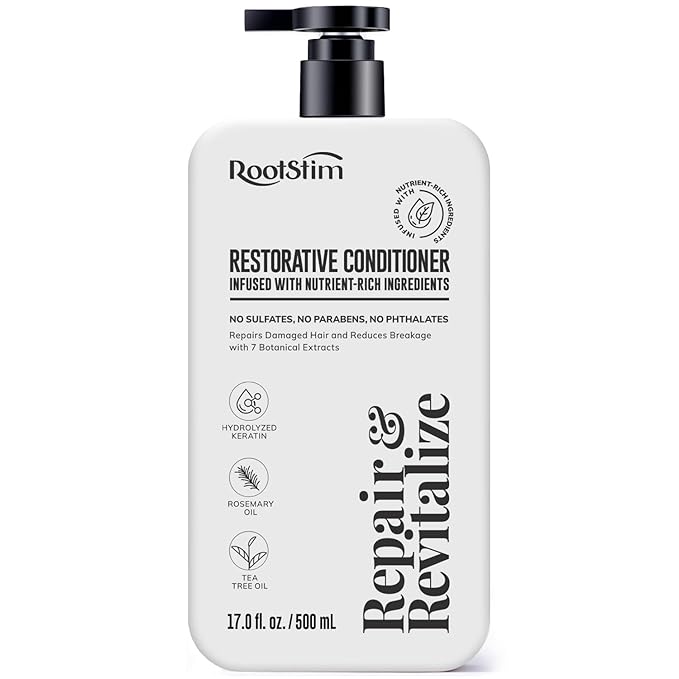 RootStim Rosemary Conditioner for Hair Growth & Thinning Hair - Saw Palmetto & Keratin Infused Volumizing Treatment - Sulfate Free Scalp Care Formula with Argan, Tea Tree & Ginger Oil, 16.9 fl oz