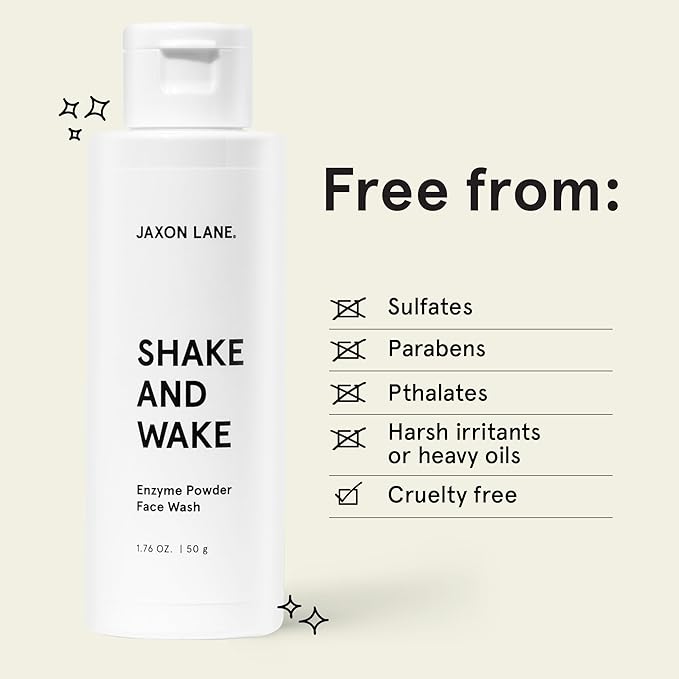 Enzyme Powder Face Wash for Men | SHAKE AND WAKE Exfoliating Powder Cleanser, Anti Aging Pineapple & Papaya Enzyme Cleanser & Microfoliant with Vitamin C & E, Niacinamide & AHAs for a Deep Pore Clean