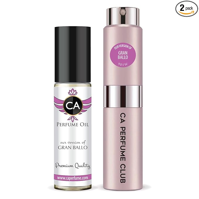 CA Perfume Duo Impression of Gran Ballo For Women Perfume Layering Set Long Lasting Travel Size EDP + Body Oil Roll-On Bottle 0.27 Fl Oz+0.33 Fl Oz