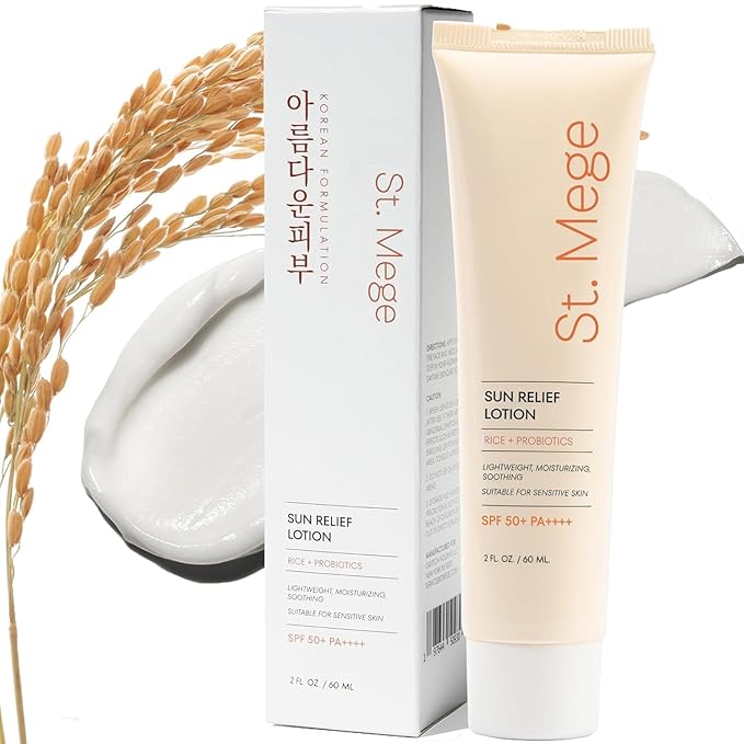 Rice Korean Sunscreen: SPF 50+ PA++++, Daily Lightweight Face Sunscreen with Rice Extract & Probiotics - No White Cast, Non-Greasy Sun Block for Sensitive Skin, Travel Size (60ml)