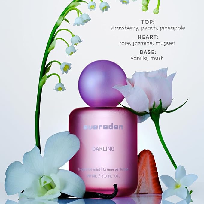 Evereden Fragrance Hair and Body Mist - Darling & Sakura Tinted Non Toxic Lip Gloss Set: Amplify Your Self-Expression - Non Toxic Kids Makeup & Collectible Hair and Body Spray for Teen Girls