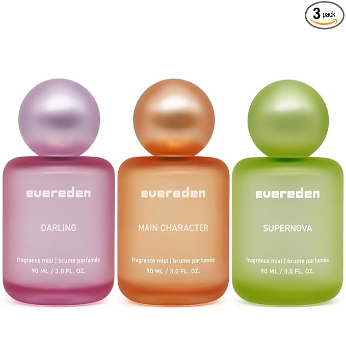 Evereden Fragrance Hair and Body Mist Bundle of 3: Clean & Vegan Collectible Hair and Body Spray for Teen Girls Set - Amplify Your Self-Expression with Iconic Scents in Aesthetic Bottles