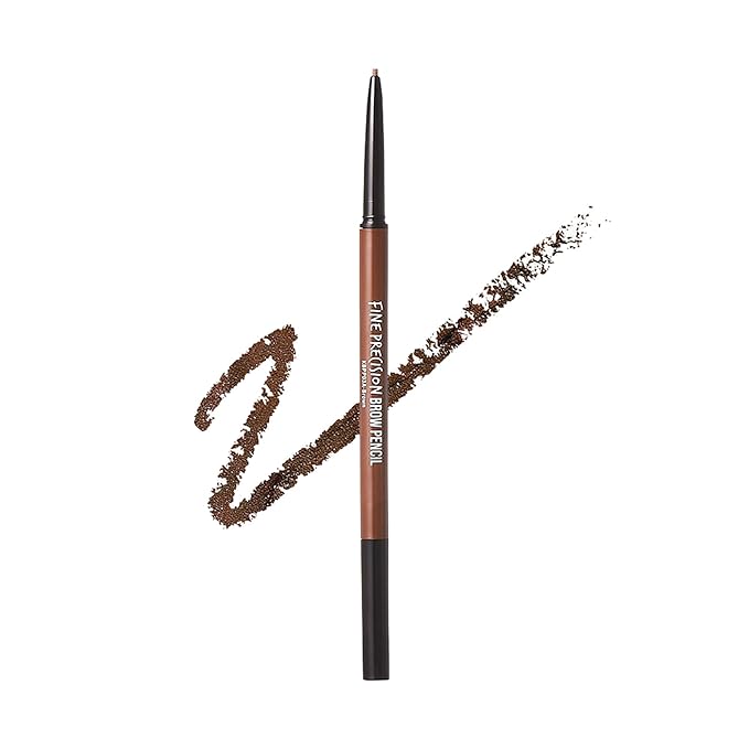 Kiss New York Professional Brow Pencil with Spoolie Brush, Ultra-Fine Precision Point Eyebrow Pencil, Dual-Sided Precise, Slim Definer, Fills Brows, Long-Lasting (Brown)