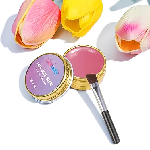 Libeauty Lash Lift Balm Lash Lift Glue Adhesive Strong Sticky Fruit Flavor Eyelash & Eyebrow Perm Glue Balm Brow Lamination Gel (Pink Peach, 10g/0.35oz)