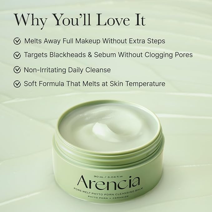 ARENCIA Pore Melt Phyto PDRN Cleansing Balm, Makeup Removing & Pore Care Cleanser with PDRN, Ceramide, Hyaluronic Acid, 90ml / 3.04 fl. oz.