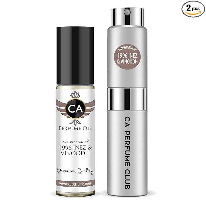 CA Perfume Duo Impression of 1996 Inez & Vinoodh For Women And Men Perfume Layering Set Long Lasting Travel Size EDP + Body Oil Roll-On Bottle 0.27 Fl Oz+0.33 Fl Oz