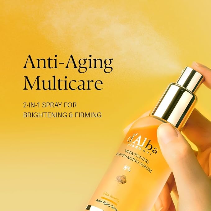 d'alba Piedmont Vita Toning Anti-Aging 8% Spray Serum (70 ml / 2.37 fl oz), Dual-Layer Oil & Serum Mist, Hydrating & Firming Face Spray with White Truffle, Radiance Care, Korean Skin Care