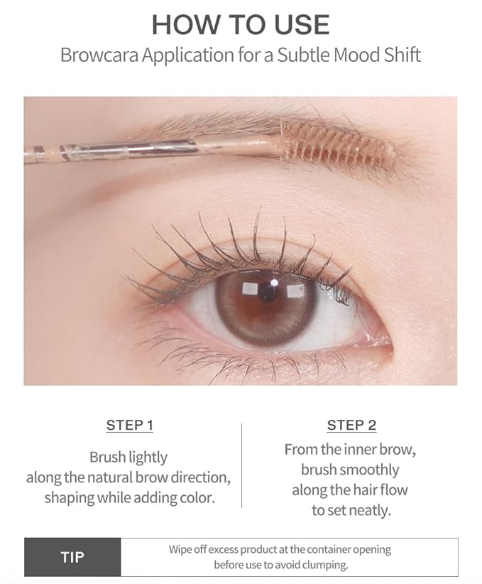 Heart Percent Dote On Mood Fake-Up Browcara, Waterproof Volumizing Long-Lasting Brow Pencil, Fast Fix Ultra-Fine Eyebrow Color Mascara, Cruelty Free, Vegan, 16g, 01. Pale Blonde