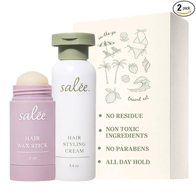 SALEE. - Hair Styling Cream & Wax Stick Duo Travel Size For Women & Kids | Anti-Frizz Leave-In Smoothing Cream & Wax Flyway Tamer Wand for All Hair Types