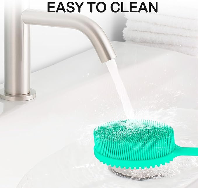 MateeyLife Silicone Body Scrubber Exfoliator with Handle, Gentle Back Scrubber for Shower, Shower Brush for Body, Bath Back Brush for Shower, Silicone Loofah Body Scrubber, Bath Scrubber for Body