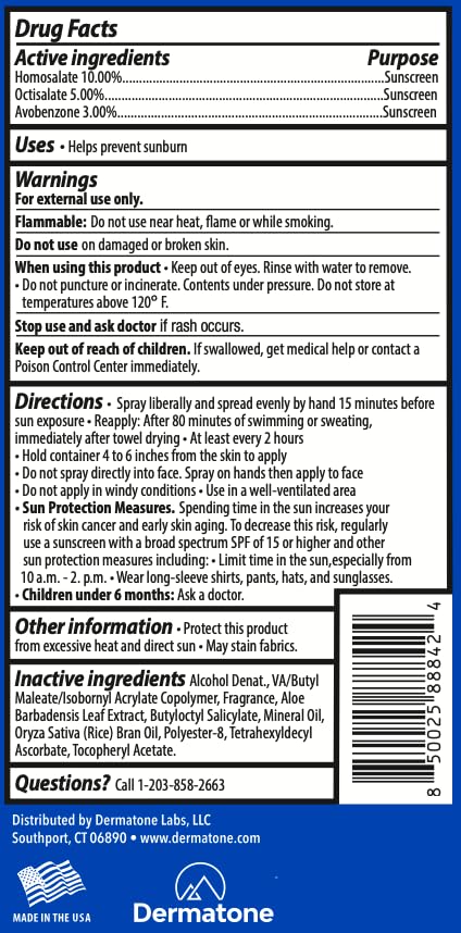 Dermatone Sport Sunscreen Spray SPF 50 | Broad Spectrum, Moisturizing, Water-Resistant | With Vitamin C, Aloe & Vitamin E | Oxybenzone & Octinoxate Free - Hawaii Act 104 Compliant | 5oz