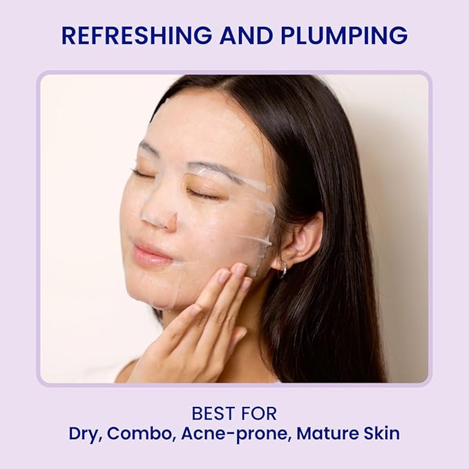 FACETORY K Beauty Face Mask Skin Care - SEA THE RADIANCE PLUMPING Sheet Mask with Peptides & Seaweed Extract | Hydrates, Firms, Rejuvenates (5 Pack)