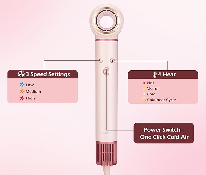 High-Speed Hair Dryer Brush, 3-in-1 Hot Air Styler with Dual-Direction Auto-Wrap Curler, 720 Million Ionic Blow Dryer Brush Fast Drying & Frizz-Free Styling,Includes Travel Bag, Pink