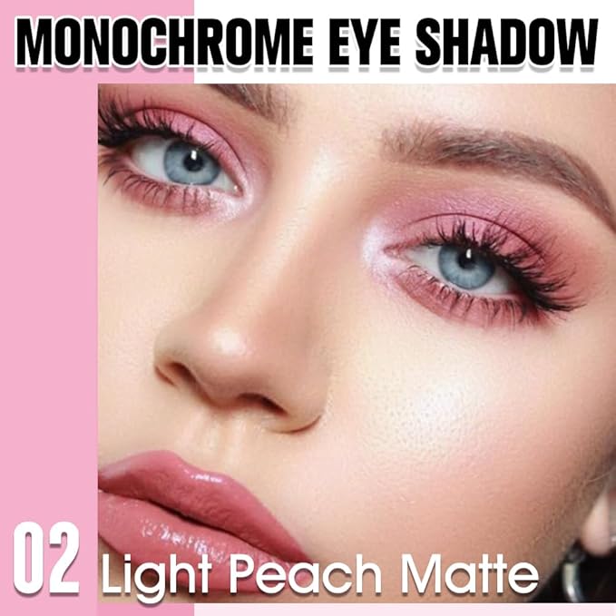 WanTuoluo Light Peach Matte Eyeshadow Palette for Women, Single Monochrome Eye Shadow Makeup, Shiny Pressed Powder, Blendable Natural sombras para ojos, Holographic,Vegan,Travel