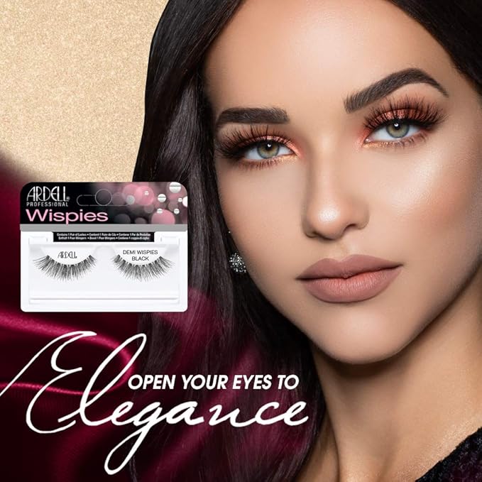 Ardell False Eyelashes Demi Wispies - Black, Seamless Feathered Strip, Natural Look Wispy Lashes for Everyday Wear, 4 Pairs