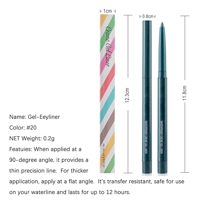 Eyeliner Pencil, Waterproof Eyeliner Long-lasting, Dark-Green-Shine Eyeliners, High-Pigmented Colorful Eyeliners Easy To Use Eye Liner Pen for Women
