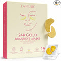 LA PURE 24k Gold Under Eye Mask for Dark Circles and Puffiness, Revitalizing & Non-Irritating Anti Aging Eye Patches with Hyaluronic Acid & Collagen - Dermatologically Tested - 15 Pairs Eye Gel Pads