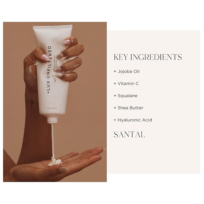 + Lux Unfiltered Tall Pour N°14 Body Lotion for Women - Moisturizing Body Cream with Jojoba, Squalane, Shea Butter, Vitamin C & Hyaluronic Acid - Hydrating Body Lotion, Non-Greasy - Santal