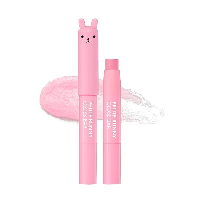 TONYMOLY Petit Bunny Lip Gloss – Easter Basket Stuffer, Cute Bunny Lip Crayon, Hydrating Korean Lip Gloss with Vitamin E for Soft, Juicy Strawberry