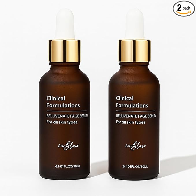2 Bottle Pack - Inblair Rejuvenate Resurfacing Face Serum - Skin Care Serum for Face Wrinkles, Fine Lines, Dark Spots - Multi-Weight Hyaluronic Acid Formula for All Skin Types