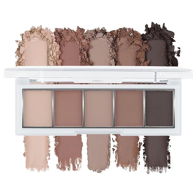 5 Color Neutral Matte Eye Shadow Palette, Highly Pigmented Nude Brown Eyeshadow Palette, Nude Eye Shadows, Natural Everyday to Eye Makeup Looks (06#, Pack of 1)