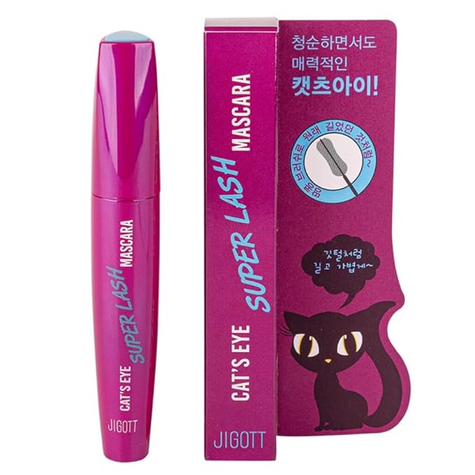 Jigott Cat's Eye Super Lash Mascara 0.42oz/12g - Long Lashes for Feminine and Charming Look (Super Lash Mascara)