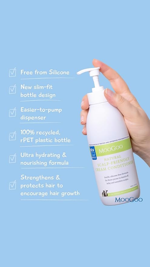 MooGoo Natural Milk Shampoo & Cream Conditioner Pack - For Itchy, Dry, Sensitive Scalps Prone to Eczema & Psoriasis – Sulphate-Free, Silicone-Free, Paraben-Free - 2x 16.9 fl oz