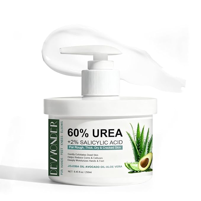 Urea Cream 60 Percent for Feet Maximum Strength with 2% Salicylic Acid 8.45 oz, Foot Cream for Dry Cracked Heels and Feet with Jojoba Oil, Avocado Oil & Aloe Vera, Urea Lotion for Callus Remover