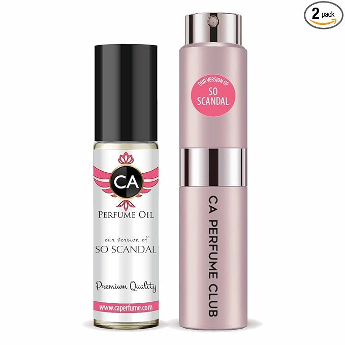CA Perfume Duo Impression of So Scandal For Women Perfume Layering Set Long Lasting Travel Size EDP + Body Oil Roll-On Bottle 0.27 Fl Oz+0.33 Fl Oz