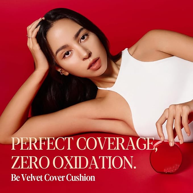 Espoir Be Velvet Cushion Foundation #23 Beige | Quick and Easy Coverage with Long-lasting Color by Zero Oxidation, Velvety Smooth Finish & Lightweight Formula, Vegan, Korean Makeup, 0.46 oz