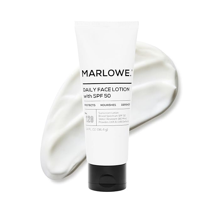 MARLOWE. Face Moisturizer with SPF 50, 3.4 oz, Lightweight, Non-Greasy Daily Sunscreen Lotion to Protect, Hydrate & Nourish, Clean, Vegan Formula with Aloe Vera & Shea Butter, Fragrance Free