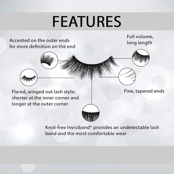 Ardell False Eyelashes 3D Faux Mink Lashes 852 - Flared, Natural Look Strip Wispy Lashes with Invisiband, 4 Pairs