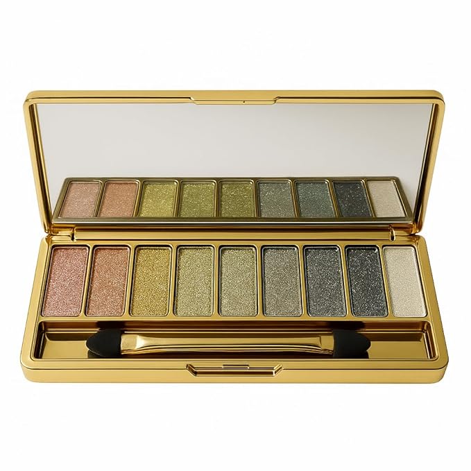 Eyeshadow Palette 9 Colors – Ultra Pigmented Metallic, Foil & Glitter Nude Neutral Shades, Waterproof Smudge-Proof Crease-Proof Long-Lasting Eye Makeup Palette for Everyday Glam, Party & Festival