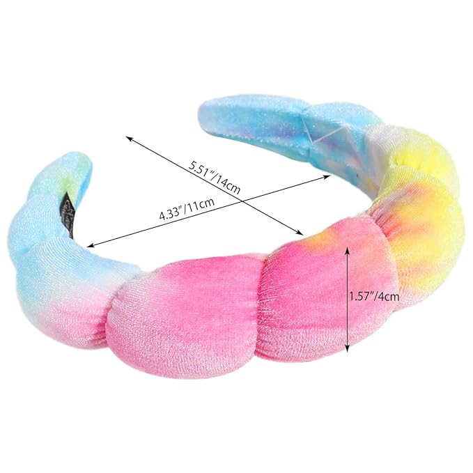 Spa Headbands Puffy Makeup Skincare Headbands for Washing Face or Facial, Terry Cloth Fabric Hairbands for Makeup Removal Shower Skin Treatment(Pink&Blue)