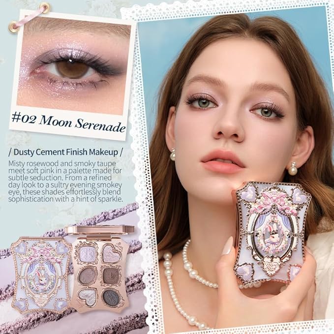 Flower Knows Lunar Haze 12-Piece Makeup Gift Box Set,Includes Makeup Palette,Blush,Lip Cream,Hand Mirror,Bag Charm,Hair Clip,Hand Cream,Brush*3,Gift Box,Perfect Anniversary Valentine,Make Up Gift