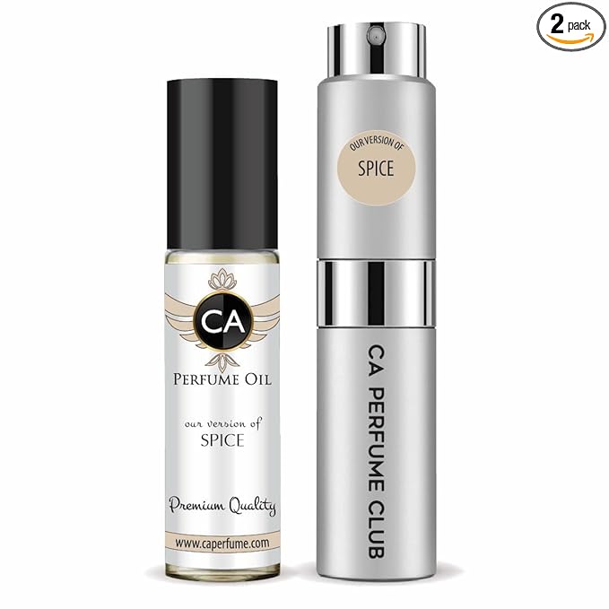 CA Perfume Duo Impression of Spice For Women And Men Perfume Layering Set Long Lasting Travel Size EDP + Body Oil Roll-On Bottle 0.27 Fl Oz+0.33 Fl Oz