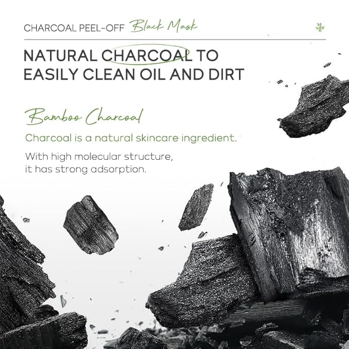 Charcoal Peel Off Mask, Pore Clearing Gel Facial Mask, Oil Control, Tighten Pores, Deep Cleansing for Face Nose Blackhead Pores, Elasticity Hydration Care, Not Over-Drying, Easy-to-use